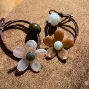 Beaded Floral Hair Ties Set